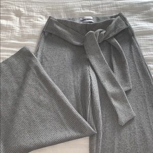 Urban Outfitters Ribbed Tie- Front Wide Leg Pants
